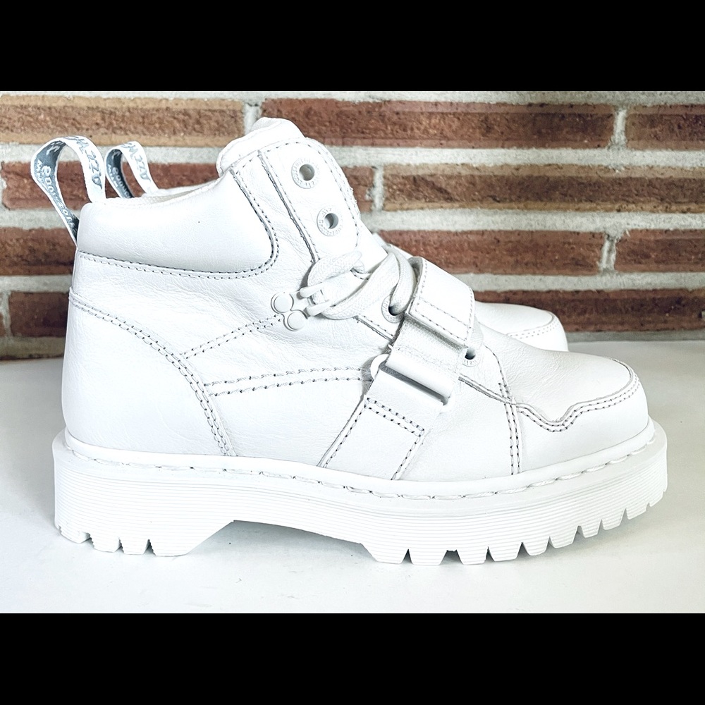 Doc Dr Martens Zumba II White Buckle Strap Boots